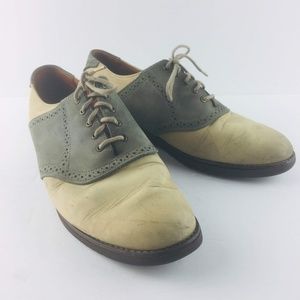 ET Wright Mens Oxfords 9 Suede Gray Tan Lace Dress